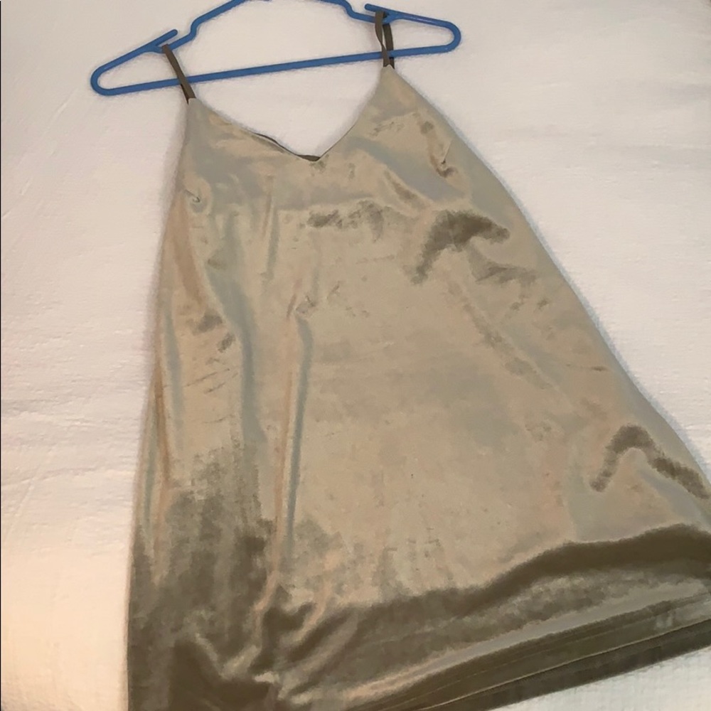 Eight Paris Olive Green Velvet Slip Dress